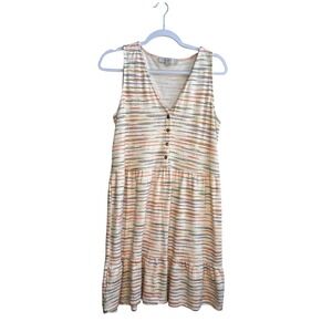 LOFT‎ Tiered Striped V Neck Sleeveless Dress Women's Size M terry cloth